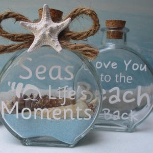 Beach In Bottle Inspirational Personalized Gift, Decorative Bottle Keepsake Home Decor w/ Sand Shells, Love You To Beach & Back