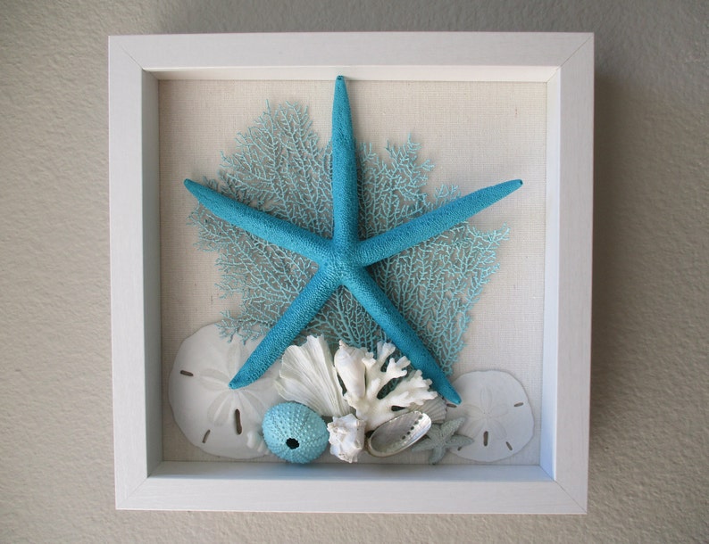 Beach Ocean Theme Shadow Box Home Decor Sea Fan Starfish Etsy