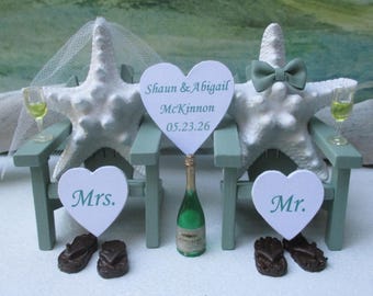 Adirondack Chairs Cake Topper, Starfish, Personalized Heart, Flip Flops, Champagne Bottle Glasses