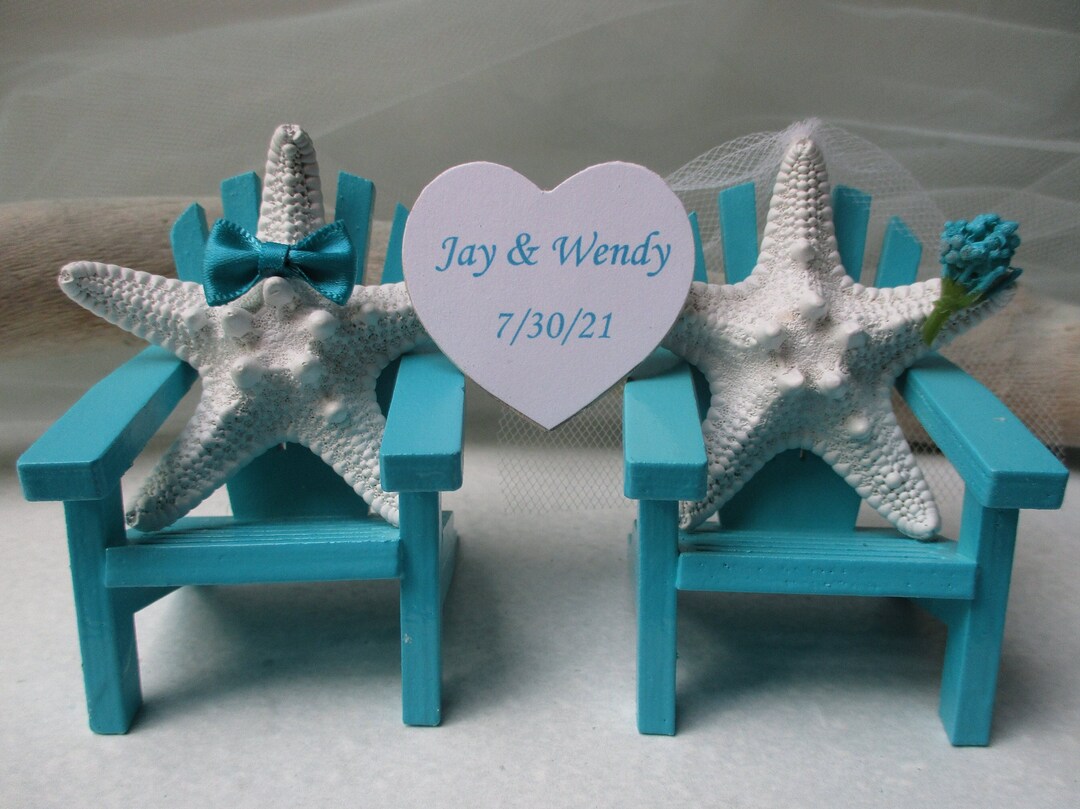 Beach Starfish Adirondack Chair Cake Topper With Personalized Heart ...