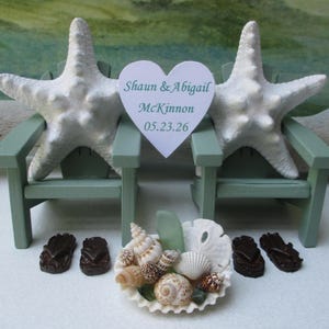 Beach Adirondack Chair Cake Topper: Starfish, Shells & Personalized Heart