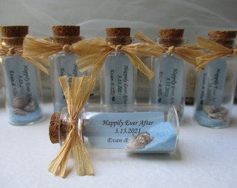 Beach Message In Bottle Favor, Set of 6 - Personalized Beach Theme Wedding, Bridal Shower, Save The Date, Anniversary, Special Occasion