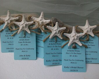 Beach Theme Starfish Favor Personalized Message Tag - Set of 6, Sandy Toes Starfish Wishes, Wedding Bridal Shower Birthday Special Event