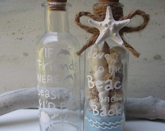 Coastal Beach In Bottle Valentine's Gift: Sand Shells Starfish, Decorative Keepsake