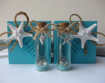 Bridesmaid Proposal Personalized Wood Gift Box w/ Beach In Bottle Wedding Keepsake