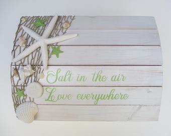Beach Wedding Card Box Wood Treasure Chest, Personalized