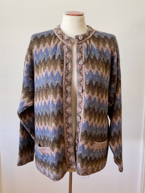 Vintage Oversized 80’s Chevron Cardigan Sweater
