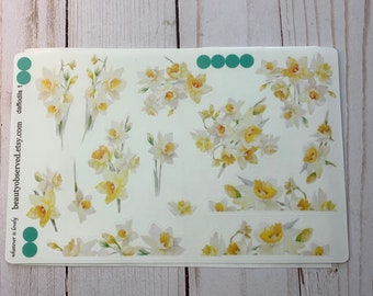 Spring Daffodil planner stickers in yellow white orange