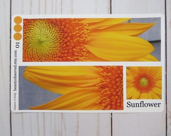 sunflower planner stickers | sunflower photo stickers | full box planner stickers | yellow flower stickers | vinyl matte stickers | fall