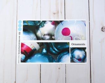vintage Christmas ornaments planner stickers  | Christmas full box planner stickers | blue Christmas ornaments 01 | vinyl matte stickers
