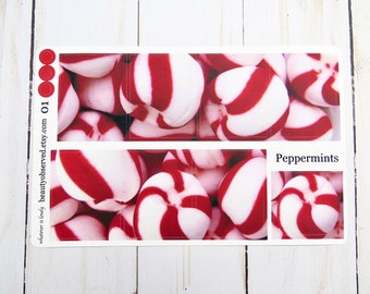 peppermint planner stickers | peppermint photo stickers | Christmas full box planner stickers | candy stickers | vinyl matte sticker