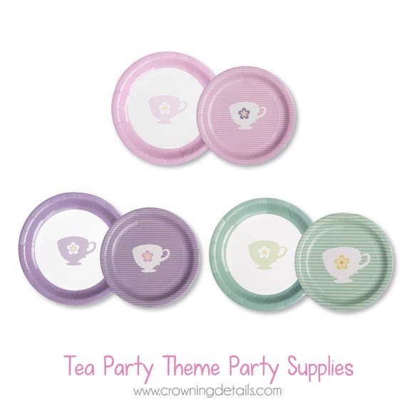 Tea Party Supplies- Tea Party Paper Plates- Tea Party Birthday Supplies Il_570xn