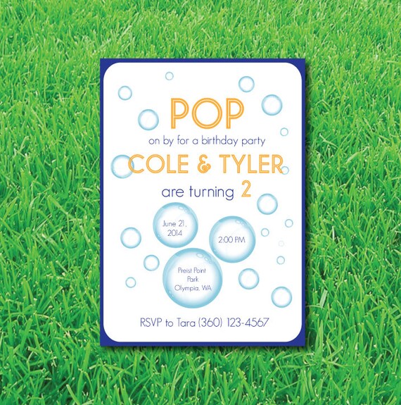 Bubble Theme Birthday Party Invitation-Bubbles Birthday Party | Etsy