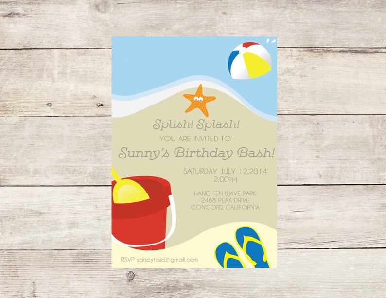 Beach Birthday Party Theme InvitationBeach Party Invitation Etsy