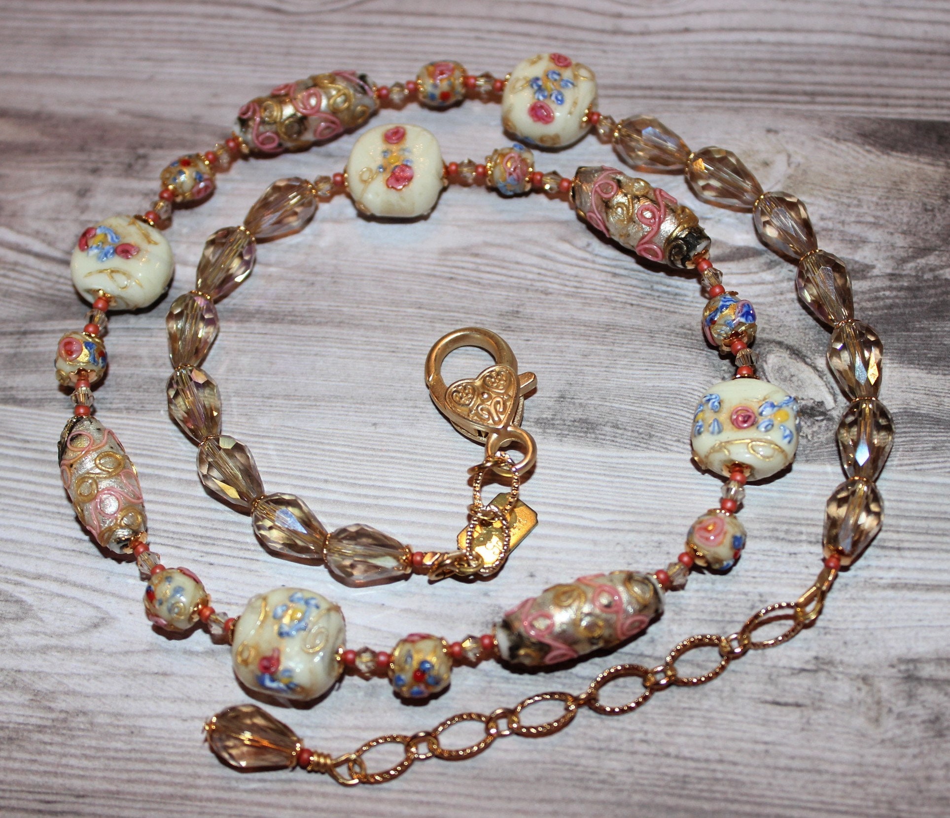 Vintage Beads Necklace, Antique Wedding Cake