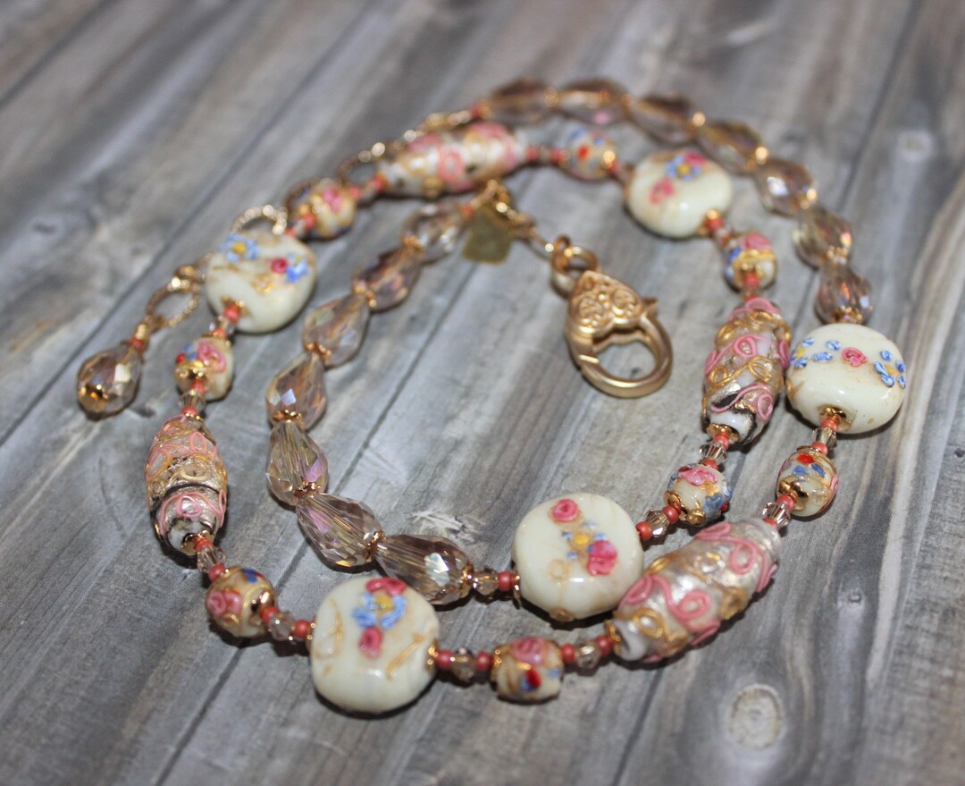 Vintage Beads Necklace, Antique Wedding Cake