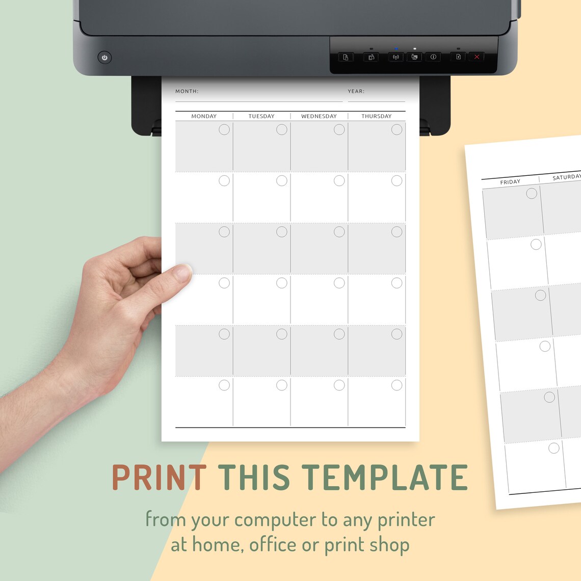 Blank Monthly Calendar Printable A5 Monthly Calendar | Etsy