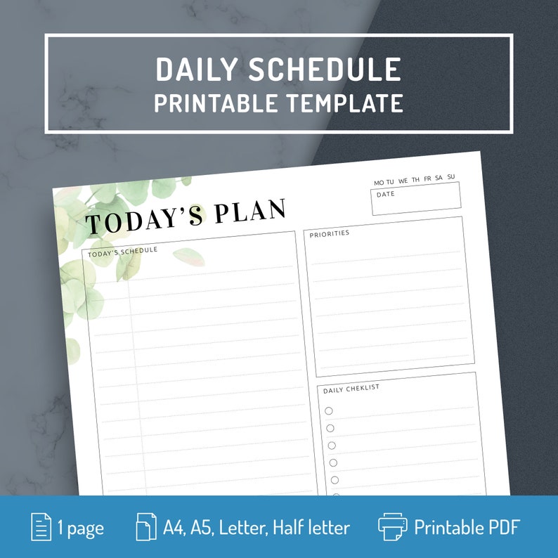 Undated Daily Planner Template Daily Printable Planner Etsy Undated daily planner template daily printable planner etsy