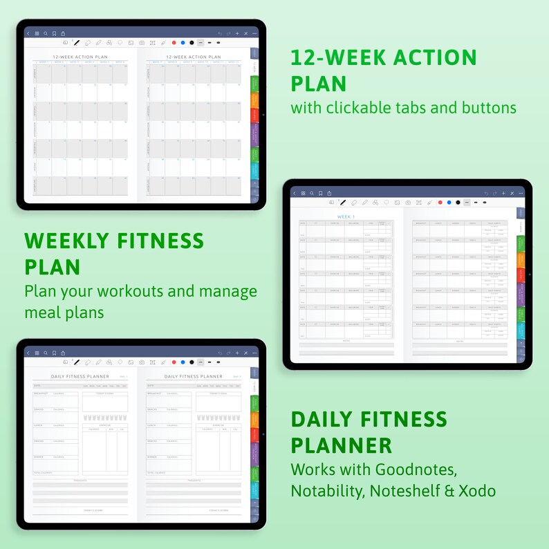 Digital Fitness Journal for Goodnotes Notability Exercise Etsy
