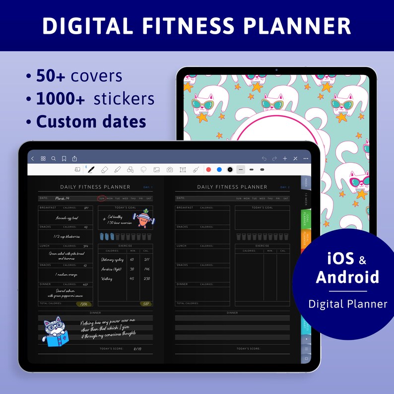 Digital Fitness Planner for Goodnotes Notability Fitness Log Etsy UK