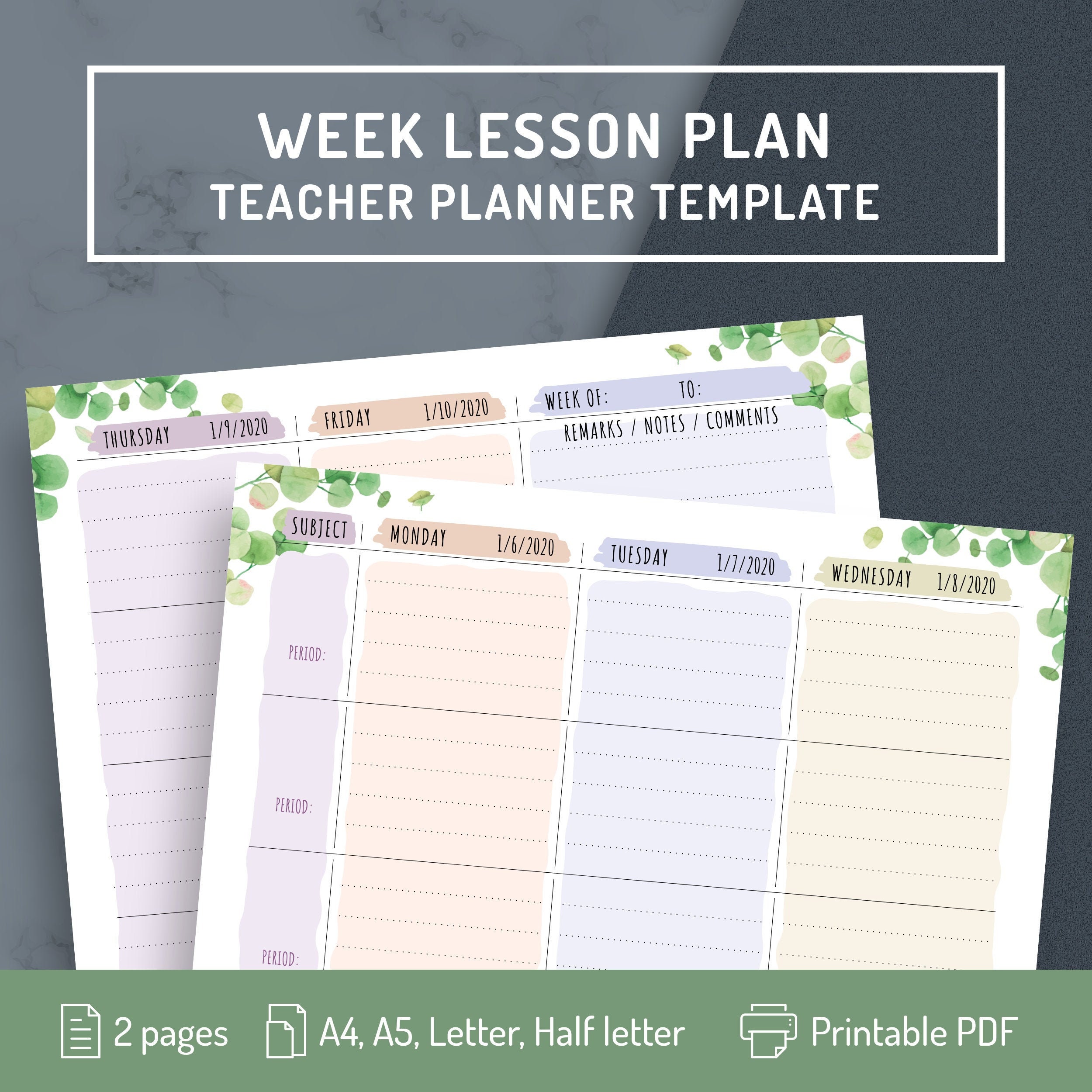 Teacher Lesson Plan Book Insert Weekly Lesson Planner Page Etsy