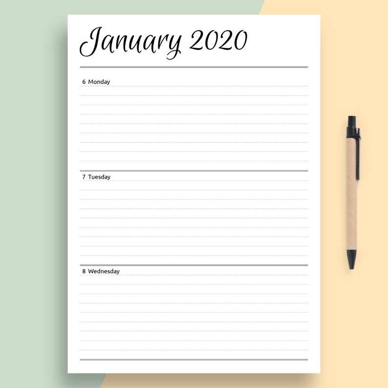 horizontal weekly schedule template weekly planner