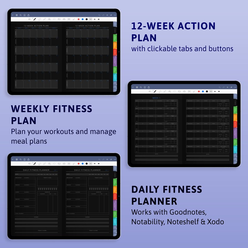 Digital Fitness Planner for Goodnotes Notability Fitness Log Etsy