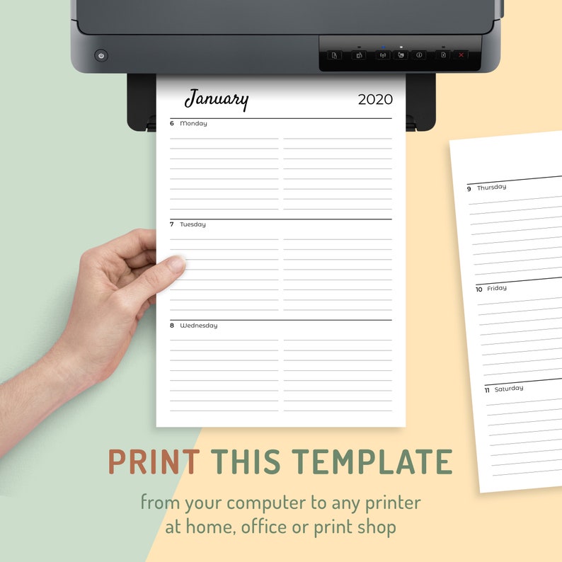 horizontal weekly planner printable template weekly schedule etsy