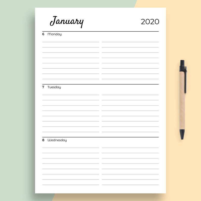 Horizontal Weekly Planner Printable Template Weekly Schedule Etsy
