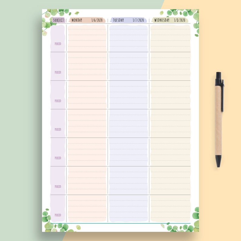 Teacher Lesson Plan Book Insert Weekly Lesson Planner Page Etsy