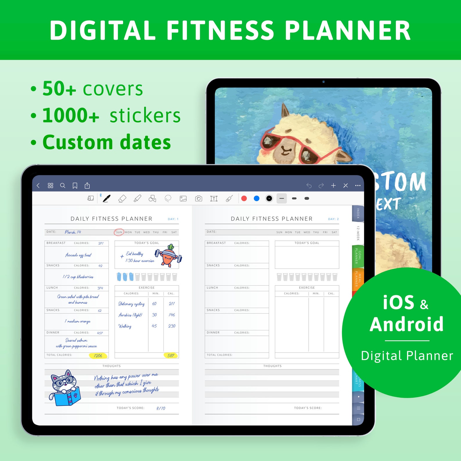 Digital Fitness Journal for Goodnotes Notability Exercise Etsy