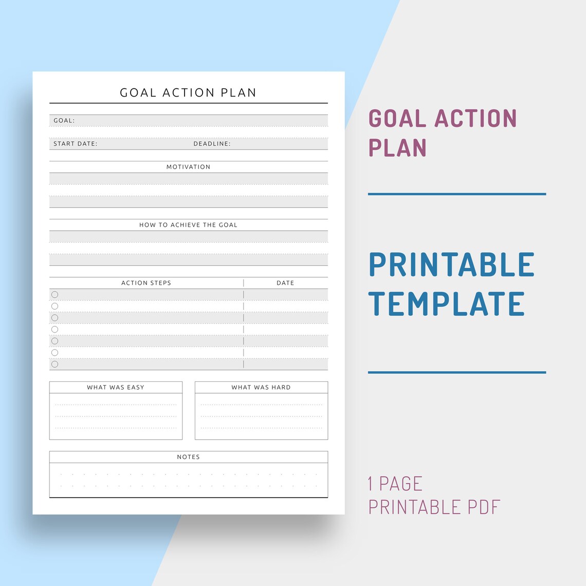 Goal Setting Journal Insert Printable Personal Goals Etsy