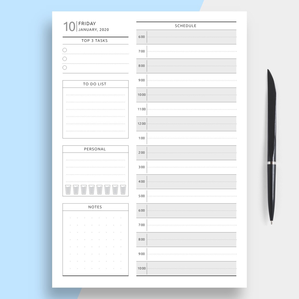 Daily Planner Page Daily Planner 2020 2021 Printable Dated Etsy