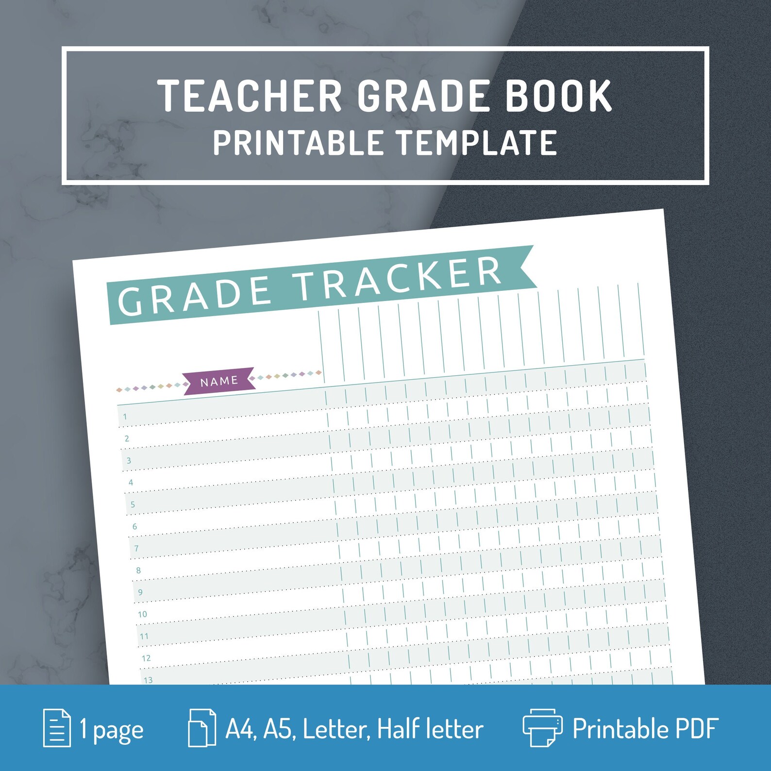 Grade Tracker Printable Template Teacher Planner Insert A4 Etsy Ireland