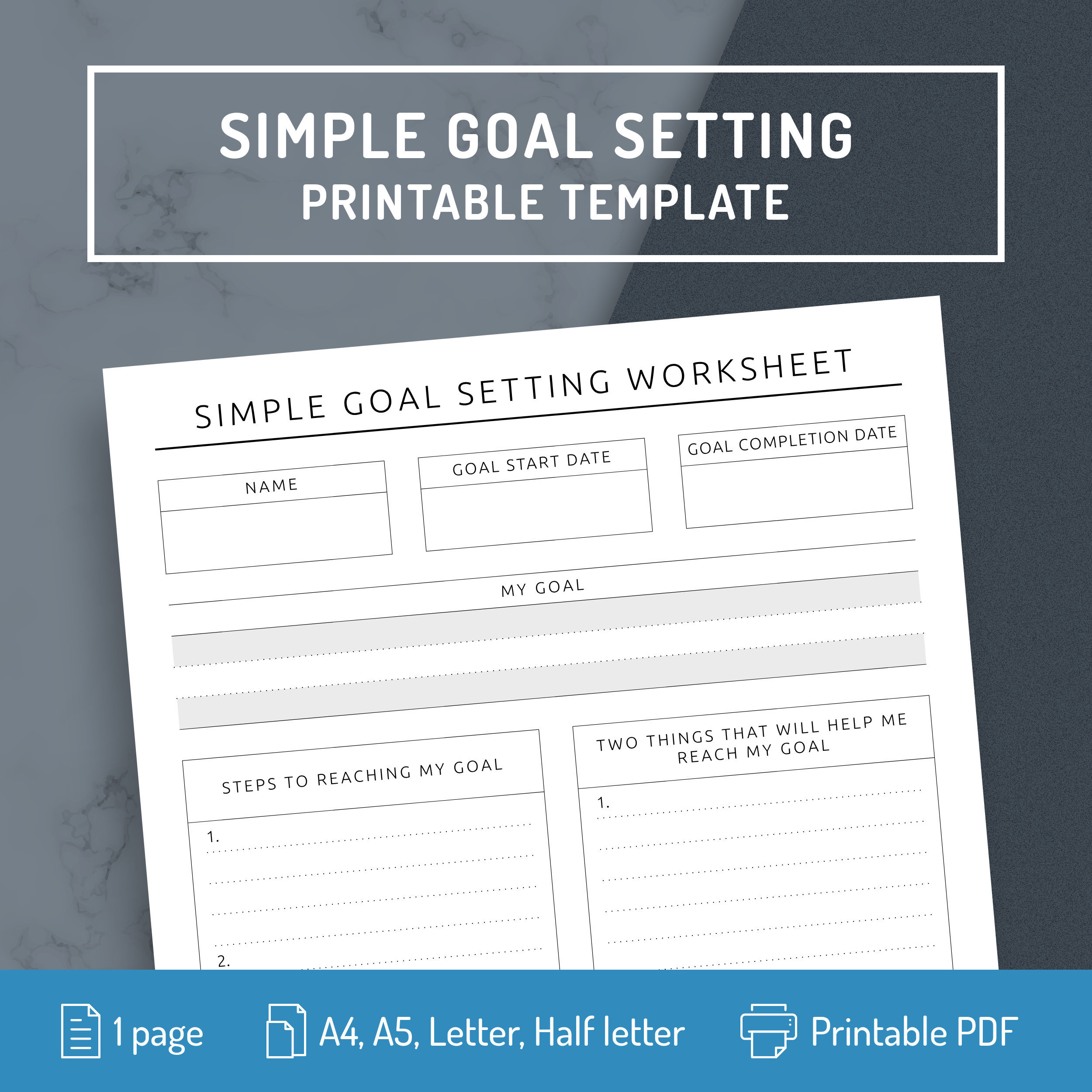 Personal Goal Setting Journal Template Goal Planner Insert | Etsy