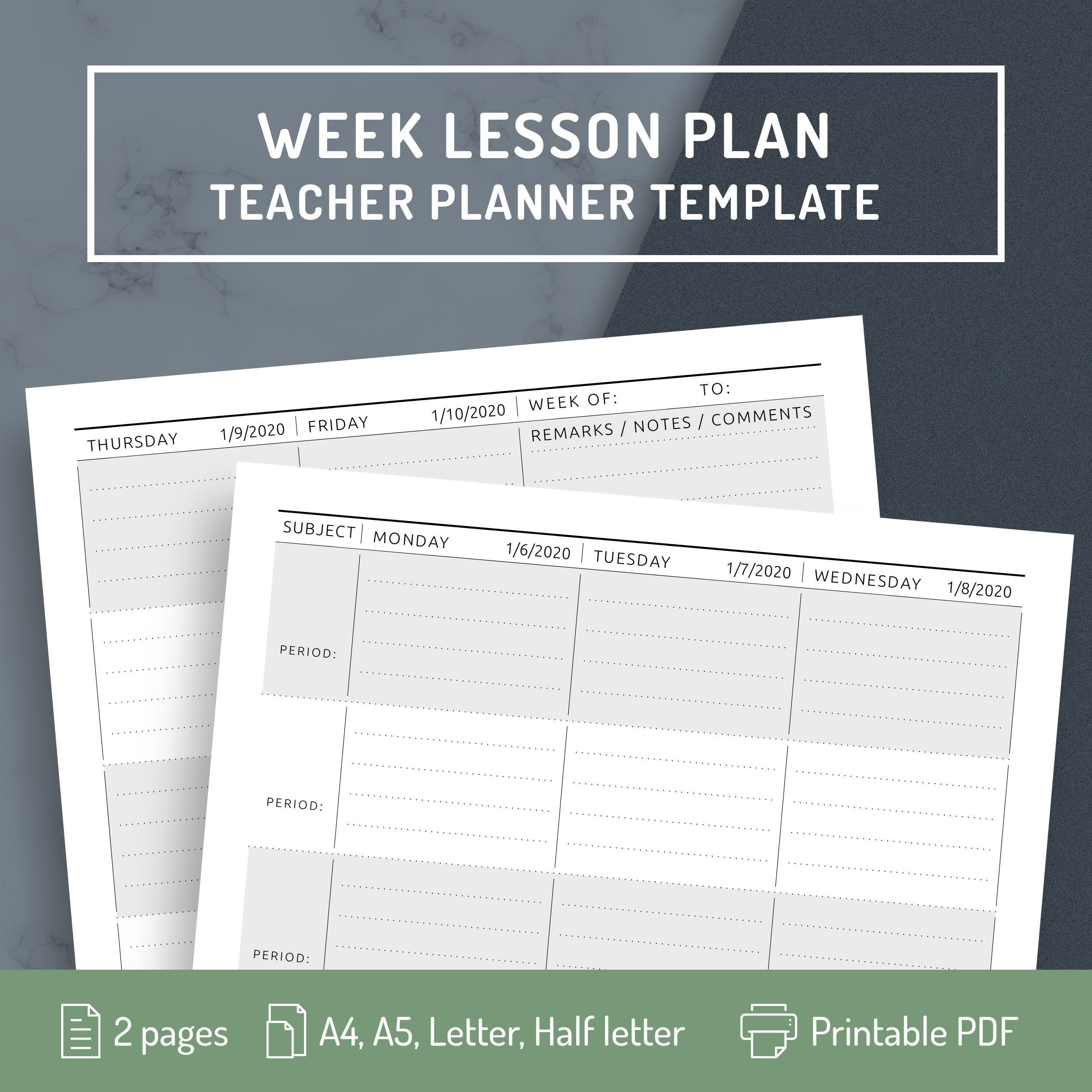 weekly lesson plan template printable teacher planner insert etsy new zealand