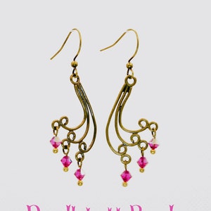 Lucious Pink Earrings Curvy Earrings Curly Earrings Sparkly Earrings