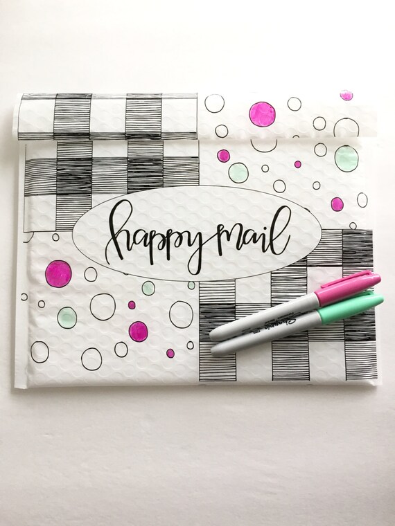 Decorative Bubble Mailers 5 Pack 9 X 11 Happy Mail Etsy