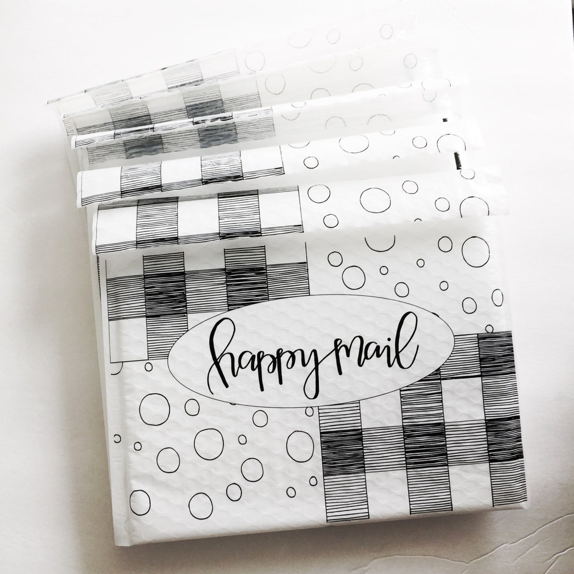 Decorative bubble mailers 5 pack 9 x 11 happy mail Etsy