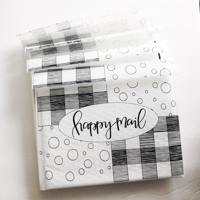 Decorative Bubble Mailers 5 Pack 9 X 11 Happy Mail Etsy