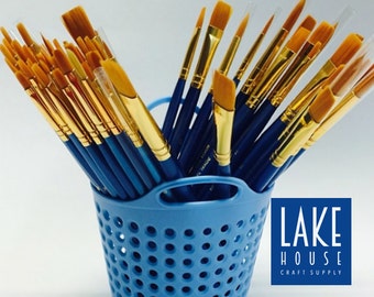 Open Stock Single Golden Taklon Brushes, Assorted Size and Tip Brushes Acrylics, Watercolors, Oils