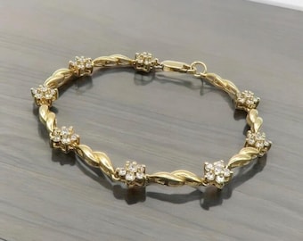 8" Golden Bracelet with Zirconia Stones Vintage. Authentic Ross Simmons® Bracelet.