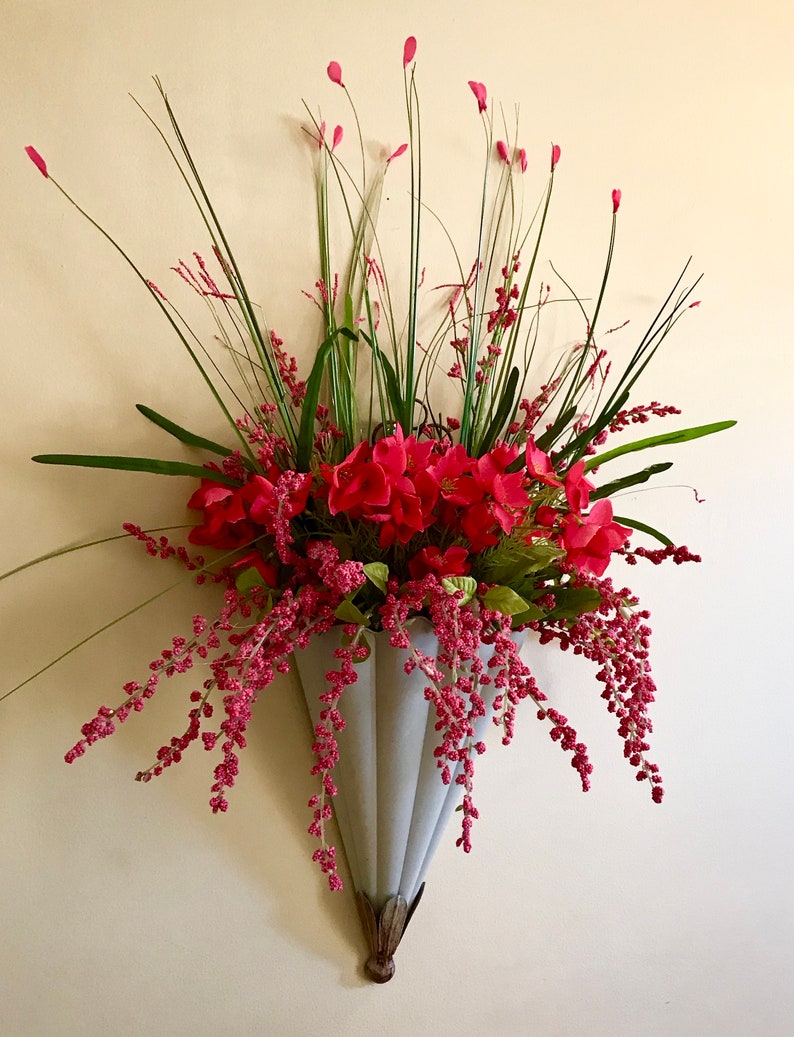 Metal Wall Vase. Metal Wall Pocket. Wall Floral Vase. Outdoor | Etsy