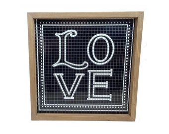 LOVE Word Wall Art. Mosaic Style LOVE Sign Wall Decor.