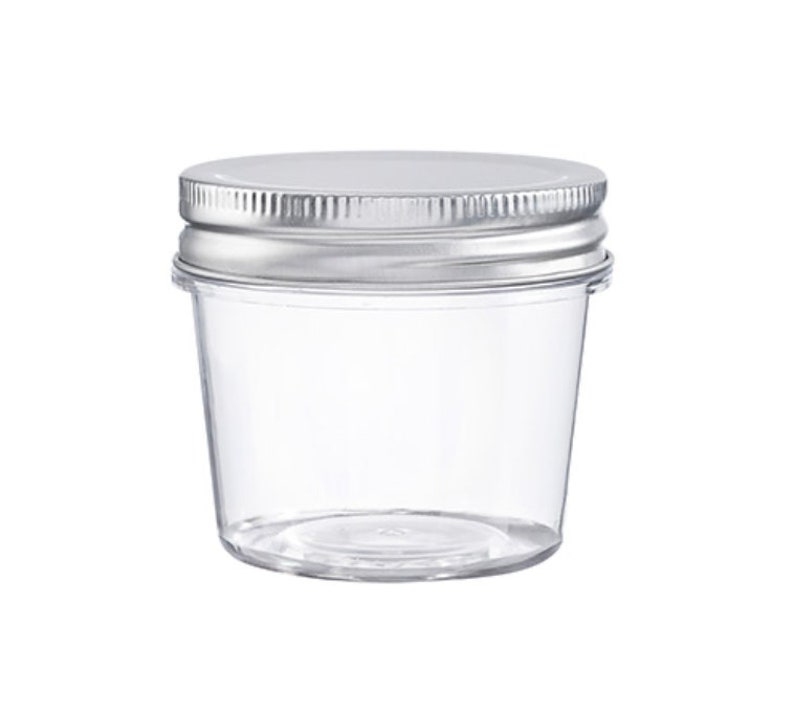 NINE Small Clear Plastic Jars. Clear Jar with Metal Lid. Etsy