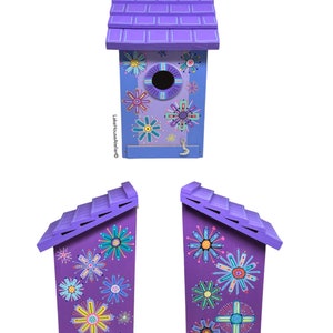 OOAK Wood Birdhouse with Opening for Cleaning. Personalizable Birdhouse. LAVENDER