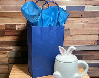 Gift Bags, Navy Blue, 12 count. Handle Bags for Gifts, Shop Supplies, and more.