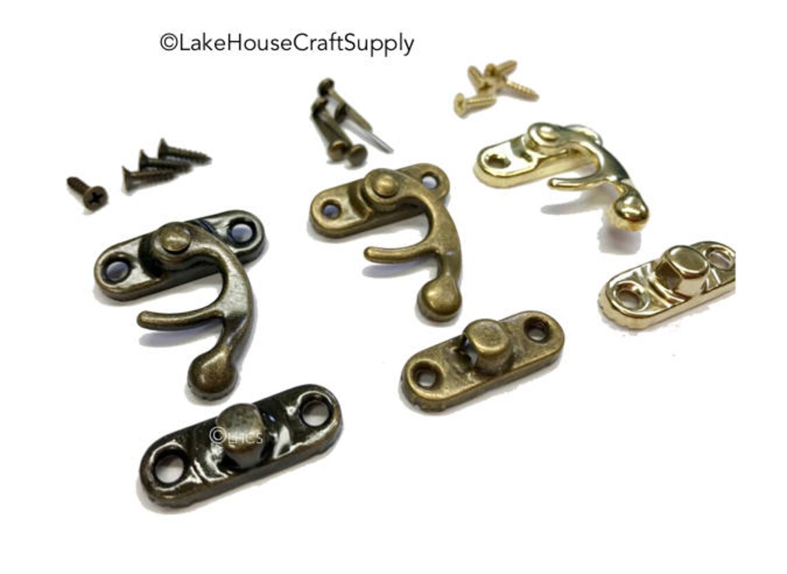Gold Button Latch. Small Latches for Crafts. Box Hardware. Etsy