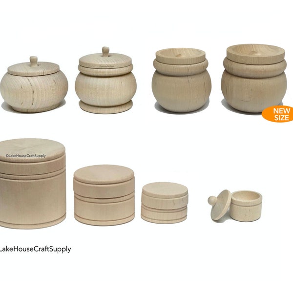 Mini Plain Wood Trinket Boxes. Round Wood Favor Box. Ring Box. DIY Round Wood Containers.