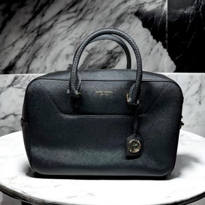 Vintage Henri Bendel Safiano Leder Laptoptasche: Top Griff Handtasche. Authentische Vintage Tasche.